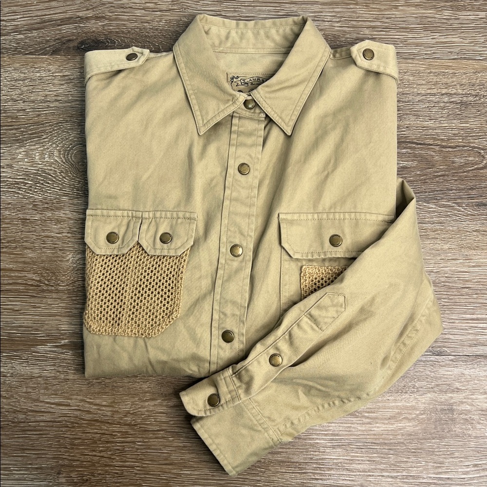 Lauren Ralph Lauren Safari Utility Button Down Shirt | Khaki Cotton | Size PM